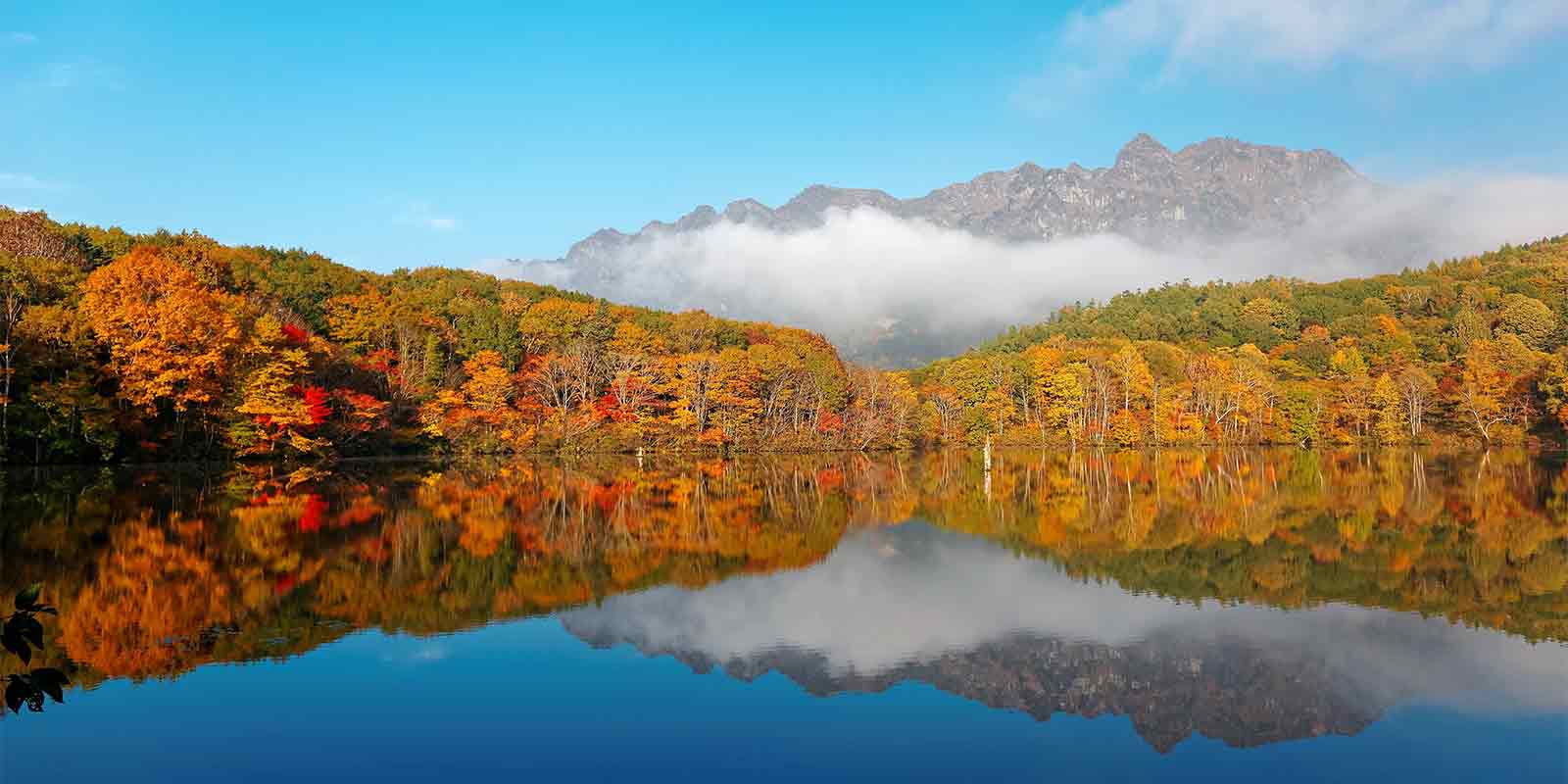 Kagami Ike with Togakushi mountain in background