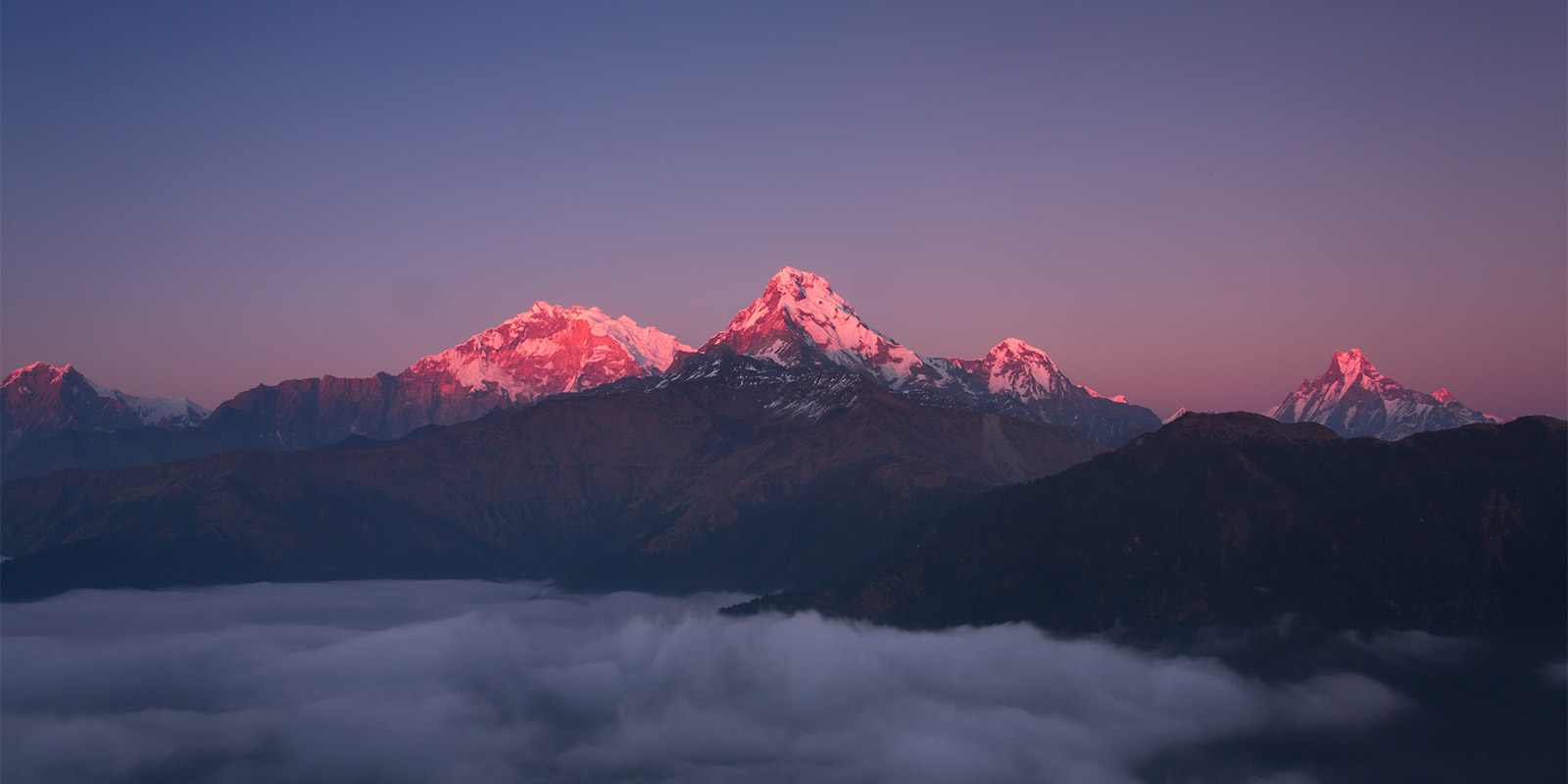 Annapurna from Poon Hill at sunset in Nepal