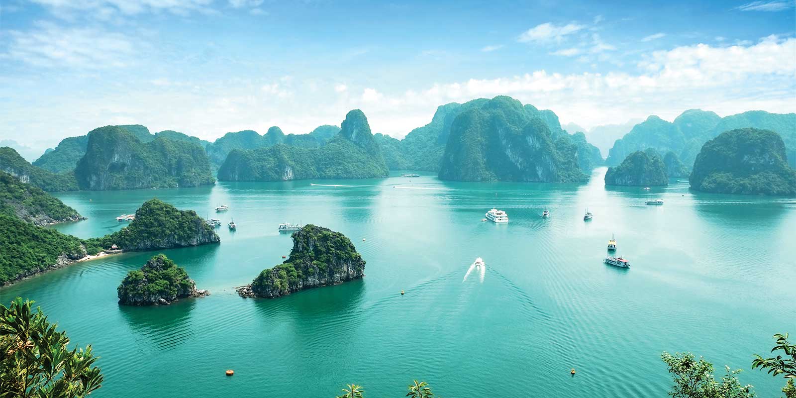 Aerial of Ha Long Bay in Vietnam