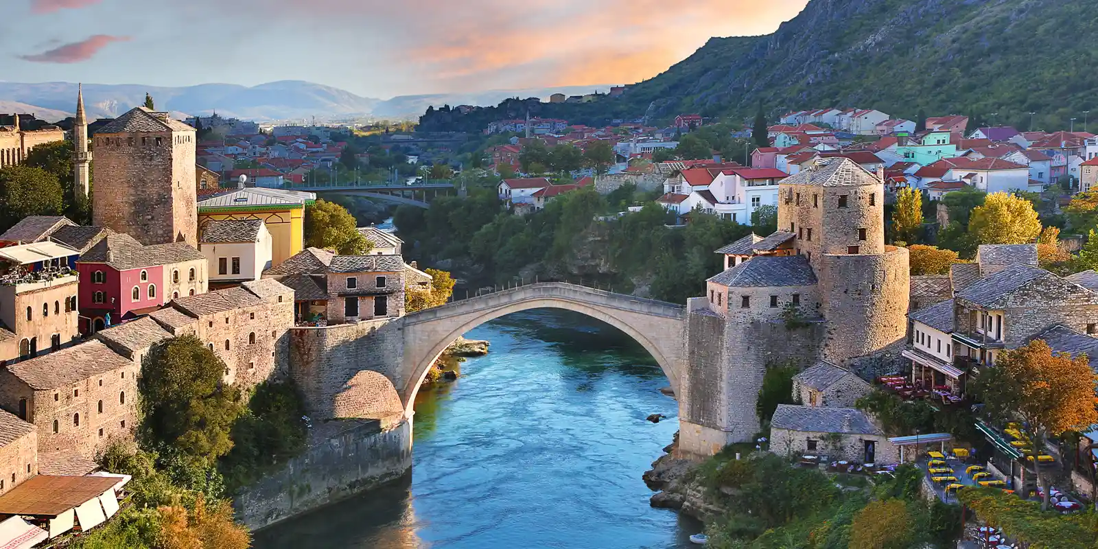 View of the old bridge in Mostar, Bosnia & Herzegovina