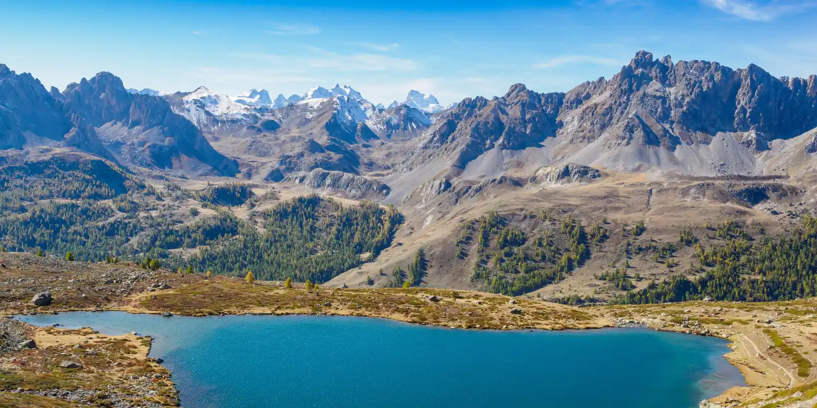 The French Alps surrounding Laramon Lake.