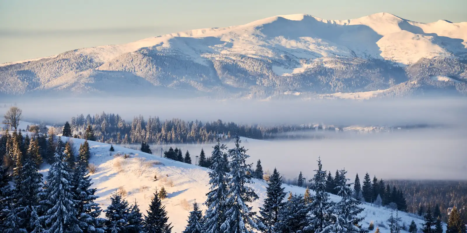 Winter view of snow-capped mountains, Germany.