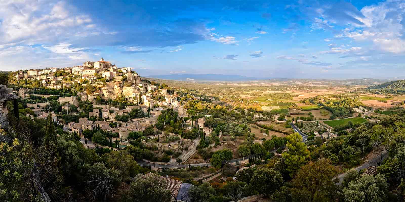 Medieval French village of Gordes at sunset