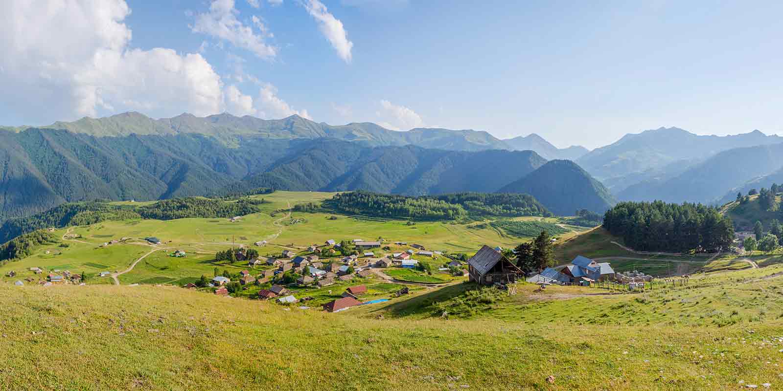 Omalo Village in Tusheti National Park in the Caucasus mountains in Georgia
