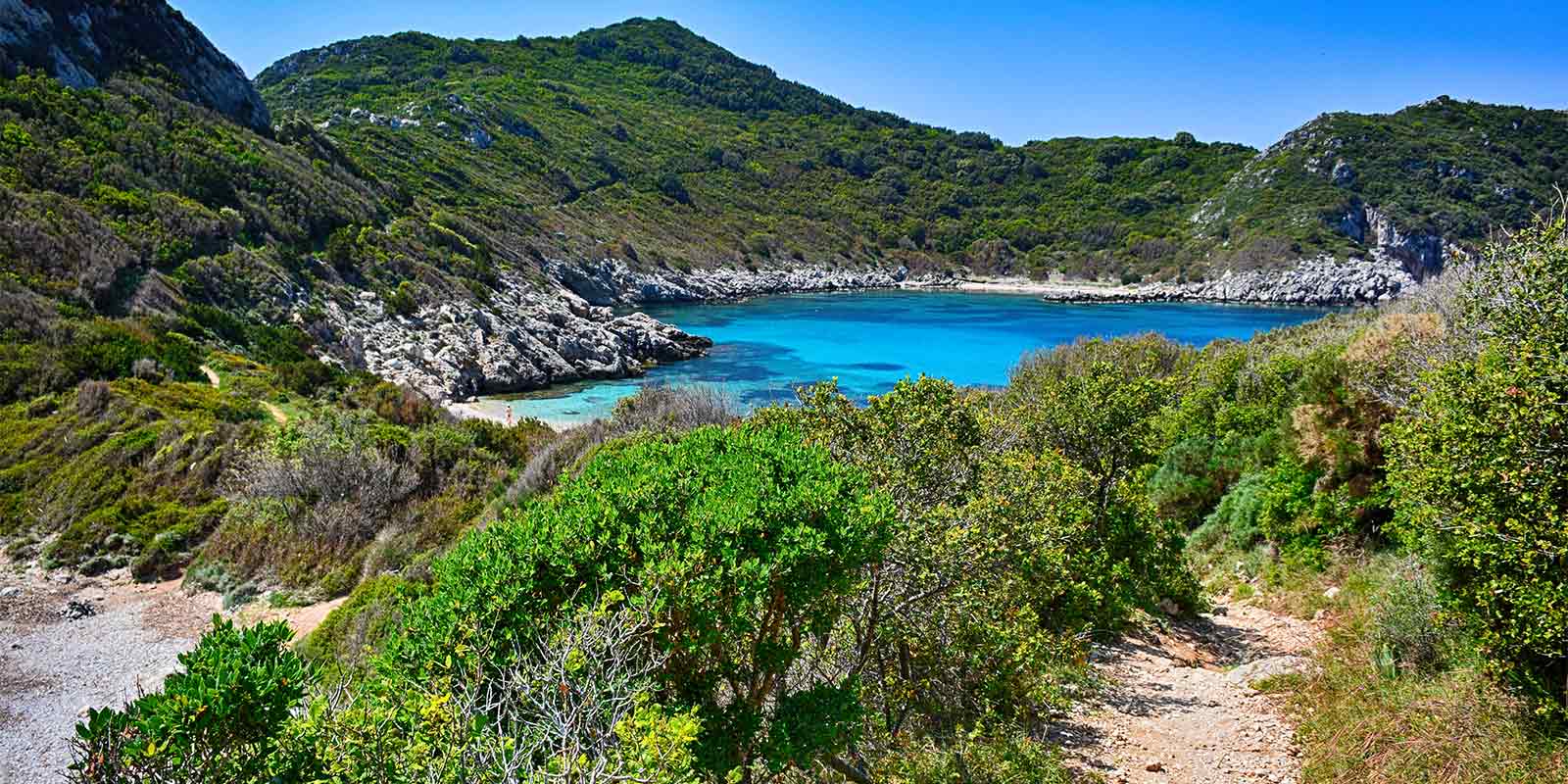 Porto Timoni beach on the Greek island of Corfu