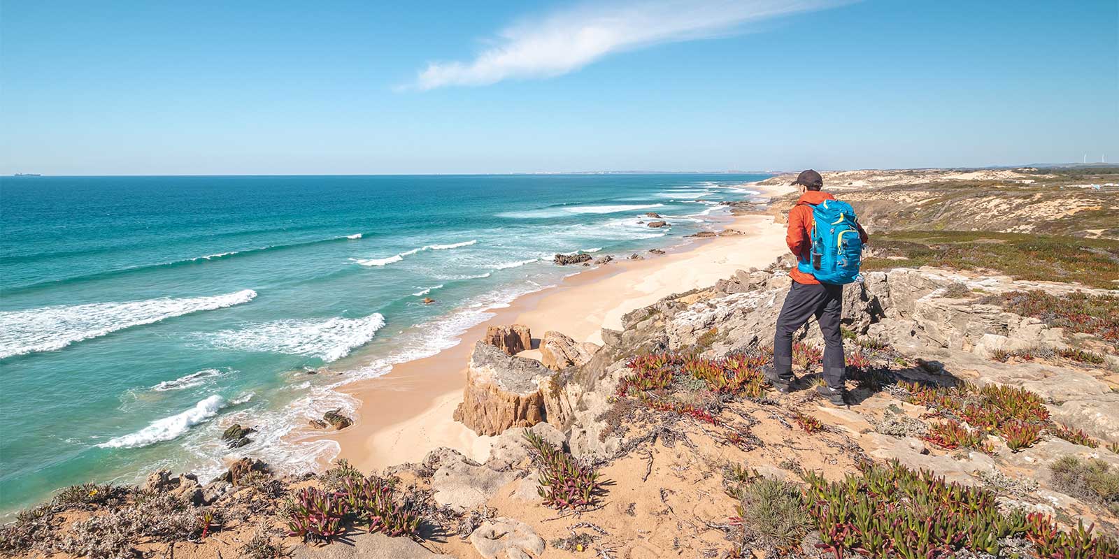 Hiker on the Alentejo Coast, Portugal