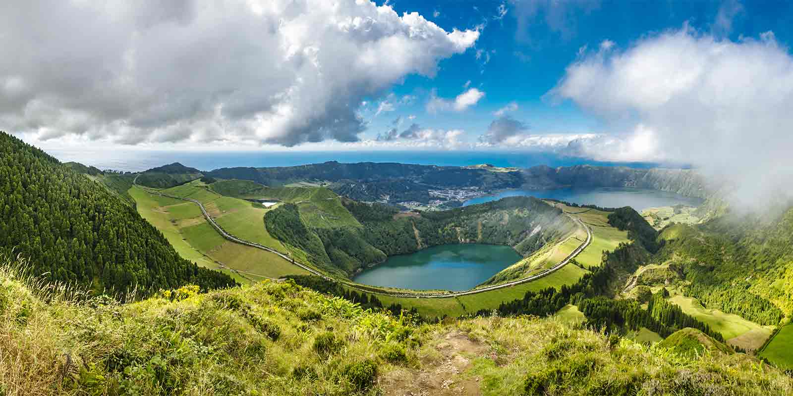 View to Sete Citades caldera in the Azores