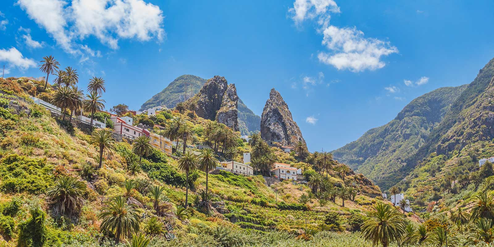 A village on the cliffs of La Gomera in the Canary Islands