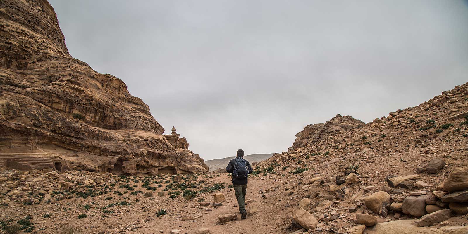 Hiker walking on the Dana Trail in Jordan