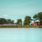 Old town with traditional houses in Sweden