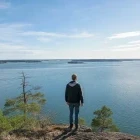 Hiker at Braviken Ostergotland, Sweden