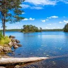 Scenery of forest and lake in Finland