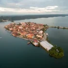 Aerial view of Flores Island, Guatemala.