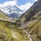 View of the trail to Refuge de Chabourneou in the French Alps.