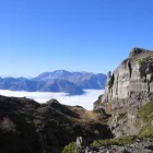 View above the clouds in the French Alps, France.
