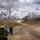 Hikers in the Ausangate Vilcanota Mountains in Peru. 