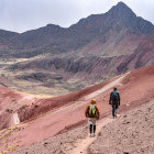 Hikers in the Cordillera Vilcanota in Peru. 