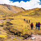The climb to Vinicunca (Rainbow Mountails) in Peru. 