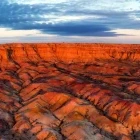 Aerial view of Tsagaan Suvarga, or White Stupa, in Mongolia, at sunrise.
