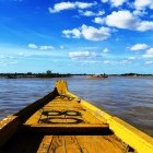 Boat on the Mekong River near Kratie in Cambodia
