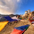 Prayer flags outside the town of Leh in Ladakh, India