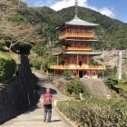 Hiker walking towards Kumano Kodo in Japan