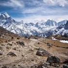 Group of trekkers en route to Everest Base Camp Nepal