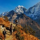 Trekking at Khumbu Sagarmatha Himalayas Nepal