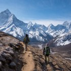 Trekkers en route to Everest Base Camp Nepal