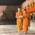 Young monks at temple in Ayutthaya in northern Thailand
