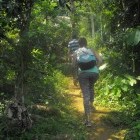 Hikers on trail in Mai Chau in Vietnam