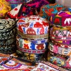 Traditional Uzbek caps in market in Bukhara
