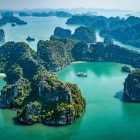 Aerial of Ha Long Bay in Vietnam