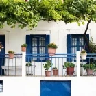 White washed house in Vuno, Albania