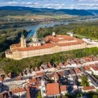 Aerial of Melk Abbey in Wachau Valley, Austria