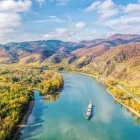 River cruise boat on the Danube River in Wachau Valley, Austria