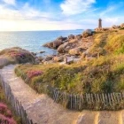 View of the Mean Ruz Lighthouse, in Perros-Guirec, Brittany, France