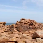 The pink granite cliffs in Brittany, France