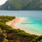 The coastline of Meganisi, Greece