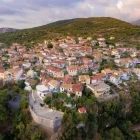 Aerial view of Spartochori, on Meganisi Island, Greece