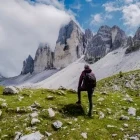 View of the Tre Cime di Lavaredo mountain range in Italy 