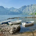 View of Orahovac village from the lakeshore of Dubrota, Montenegro.