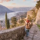 Tourist in Kotor Bay, Montenegro