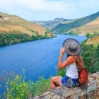 Woman admiring the view of the Douro Valley, Portugal