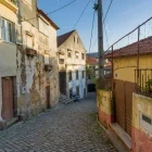 View of a cobblestone alley in the Jewish Quarter of Salzedas, Portugal