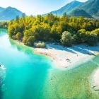Aerial of Soča River in Slovenia