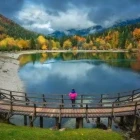Woman at Jasna Lake in Slovenia