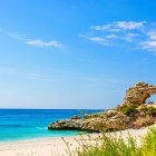 Dhermi beach on the Ionian sea in Albania