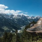 Hiker enjoying the view down to Valbona Valley in Albania
