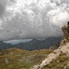 Hikers enjoying the view from Mount Korab in Albania